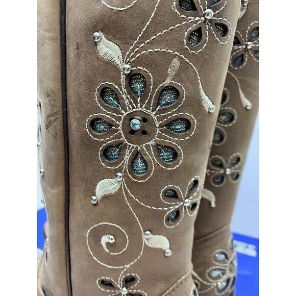 Odessa Sergal Woman's Cowboy Boots Pescaob Chestnut Ginger Size 10.5 - Picture 9 of 16